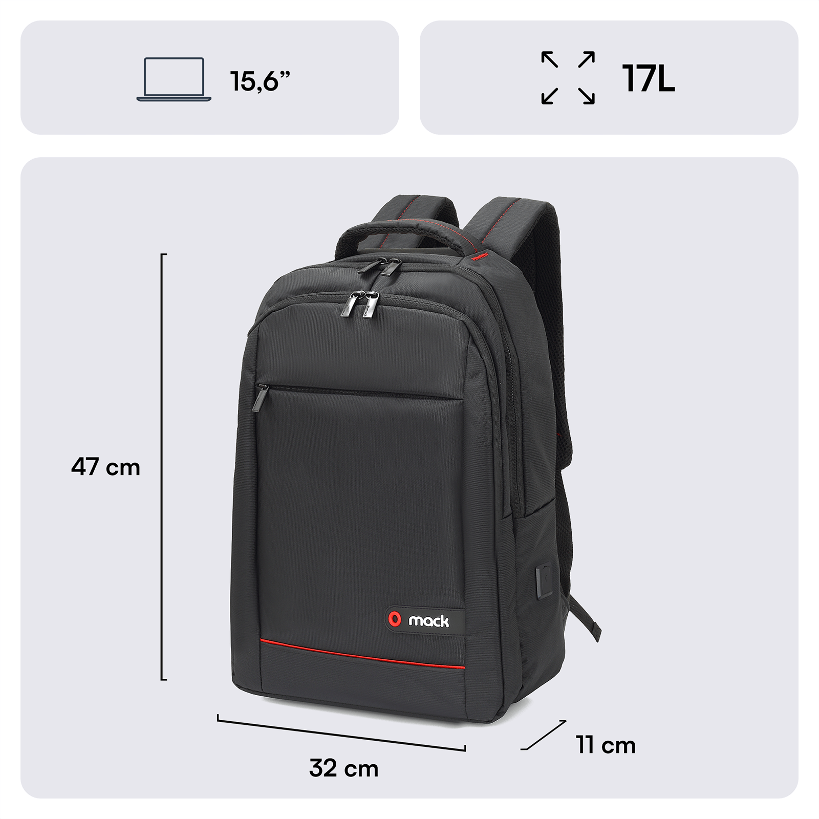 MACK MCC-006 15.6" OFFICE Notebook Sırt Çantası Siyah