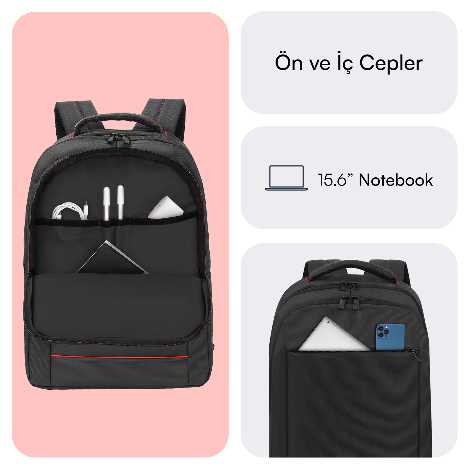 MACK MCC-006 15.6" OFFICE Notebook Sırt Çantası Siyah