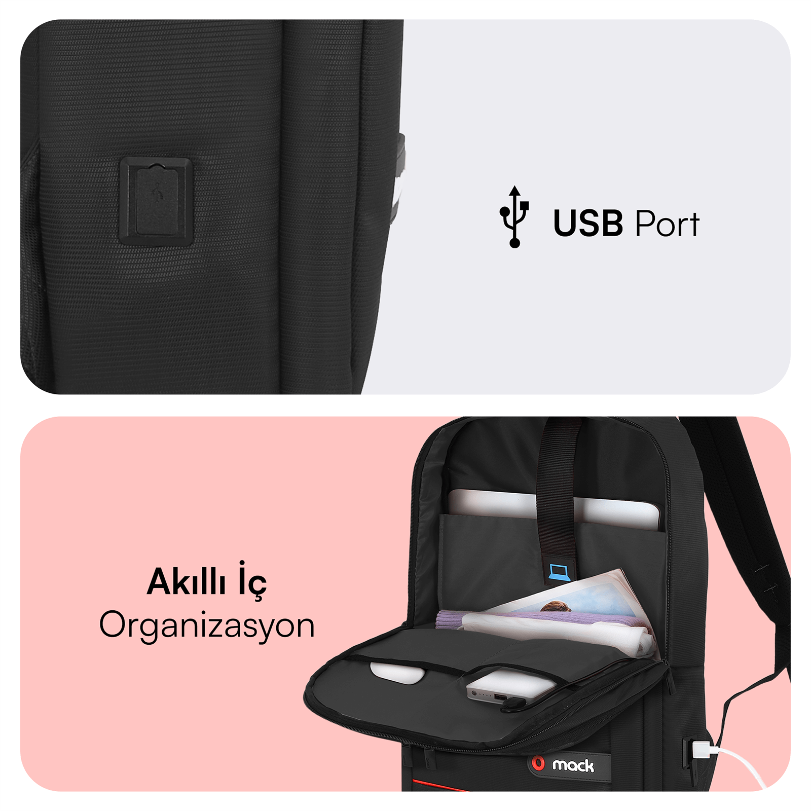 MACK MCC-006 15.6" OFFICE Notebook Sırt Çantası Siyah