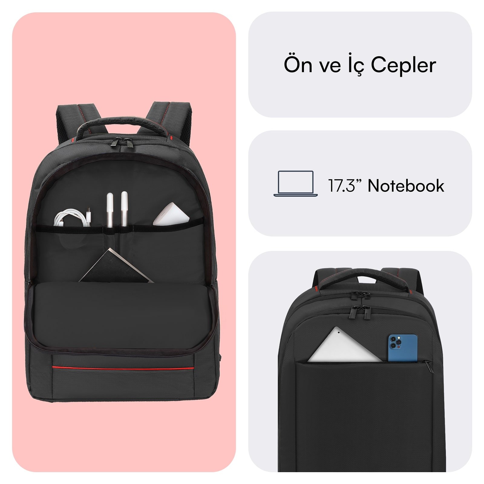 2755_3 MACK MCC-007 17.3 OFFICE Notebook Sırt Çantası Siyah