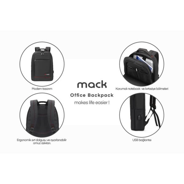 MACK MCC 006 15.6 OFFICE Notebook Sirt Cantasi Siyah 6 2