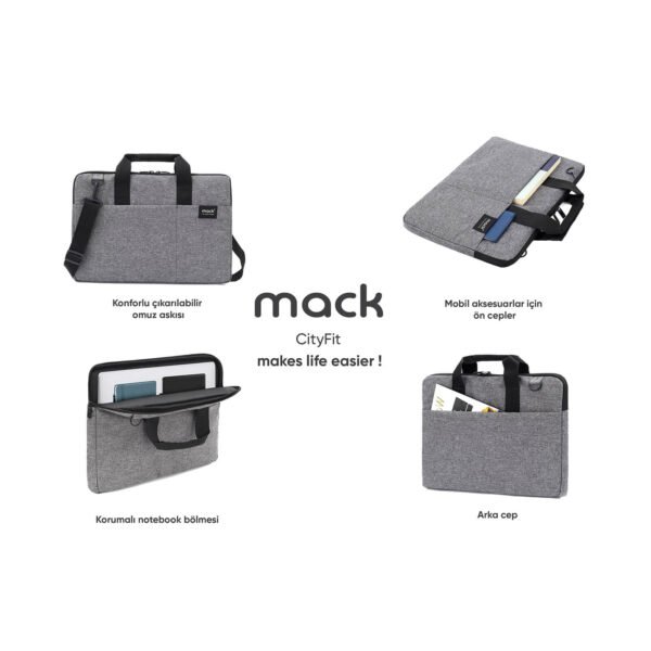 MACK MCC 704 15.6 City Fit Eco Notebook Cantasi Gri 7
