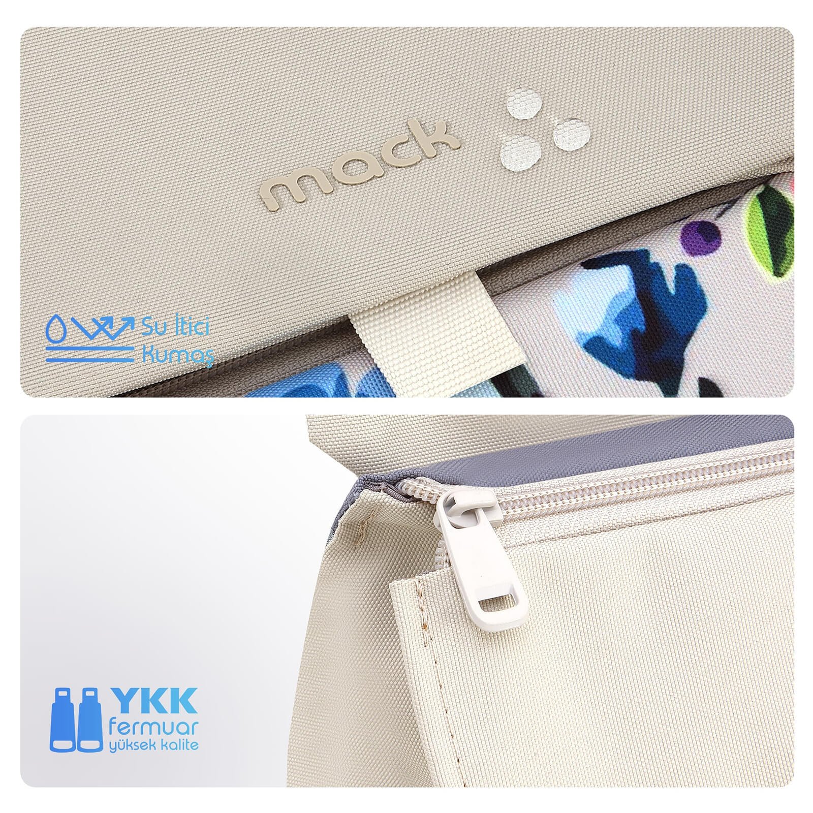 MACK MCE 1306 14.1 ZEN Eco Gunluk Sirt Cantasi Bej Cicekli 3