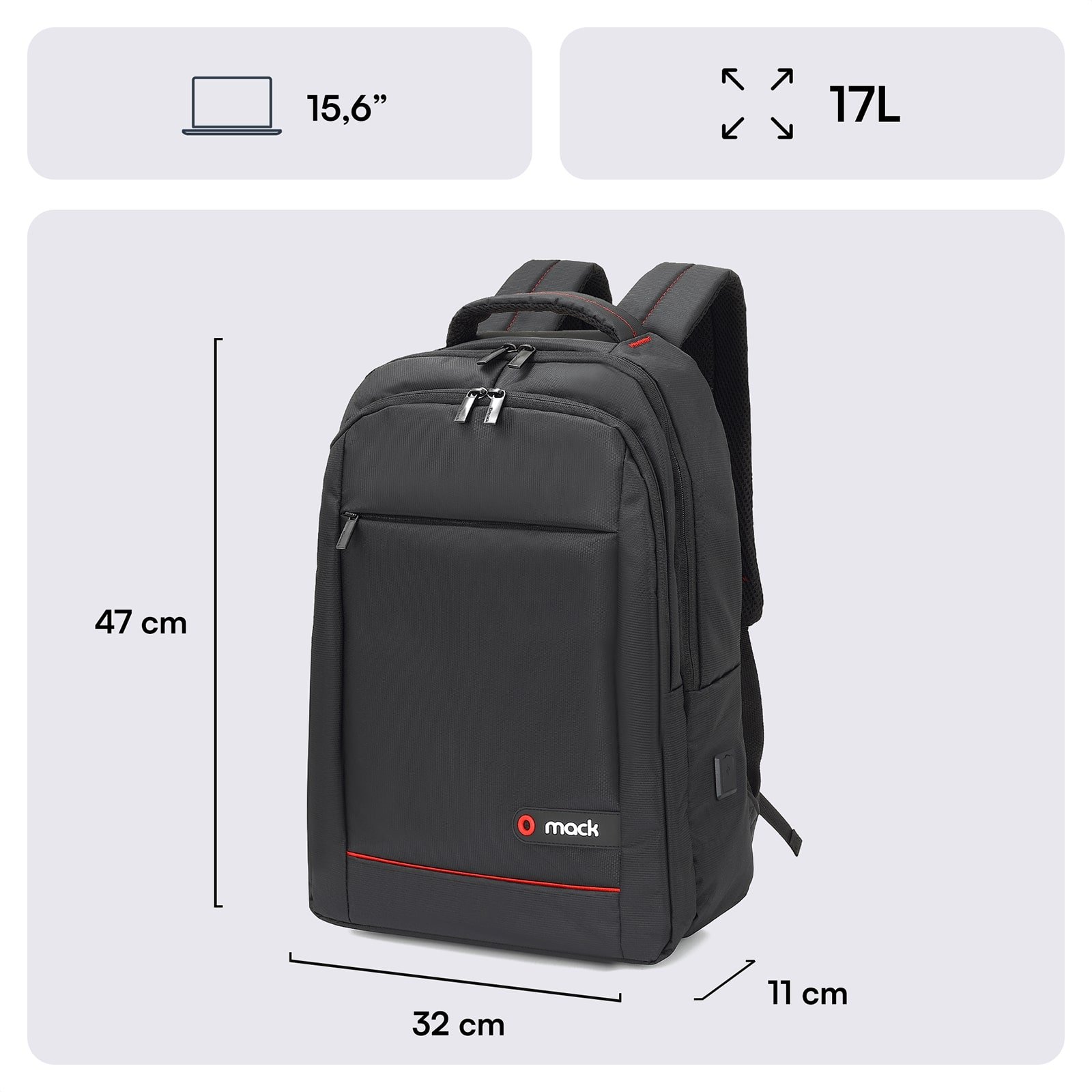 MACK MCC 006 15.6 OFFICE Notebook Sirt Cantasi Siyah 1