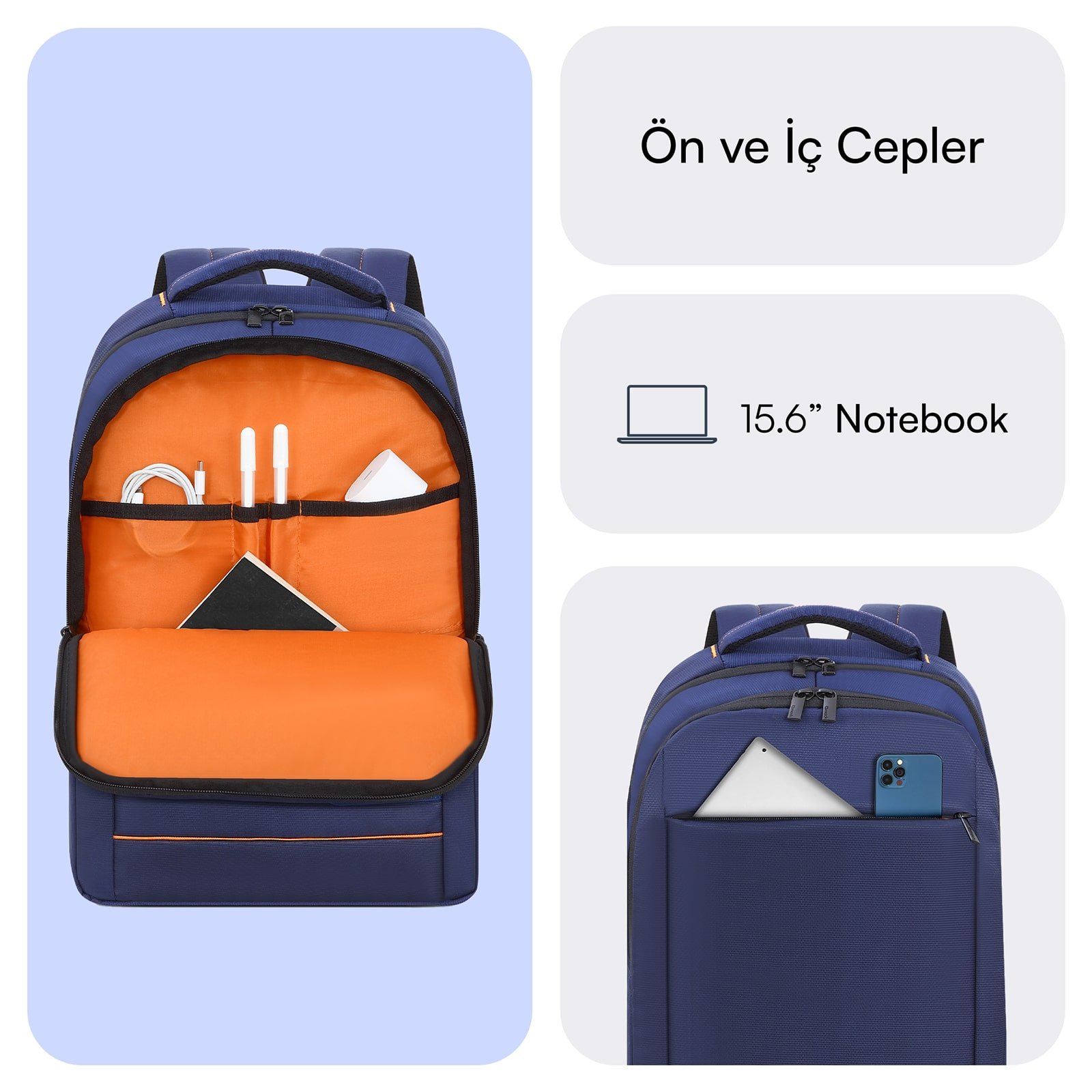 MACK MCC 006BL 15.6 OFFICE Notebook Sirt Cantasi Lacivert 3