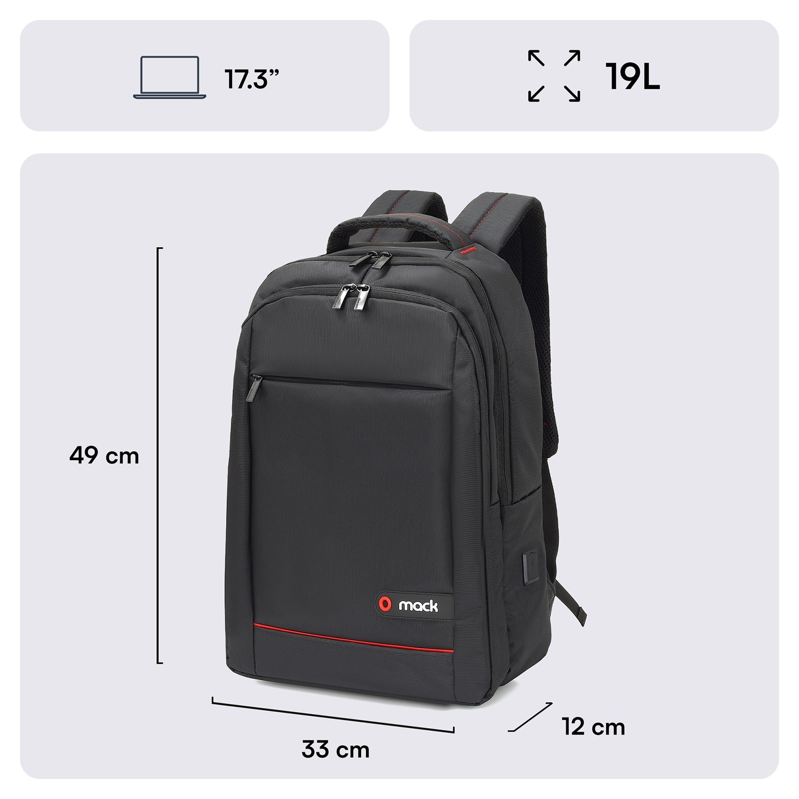 MACK MCC 007 17.3 OFFICE Notebook Sirt Cantasi Siyah 1