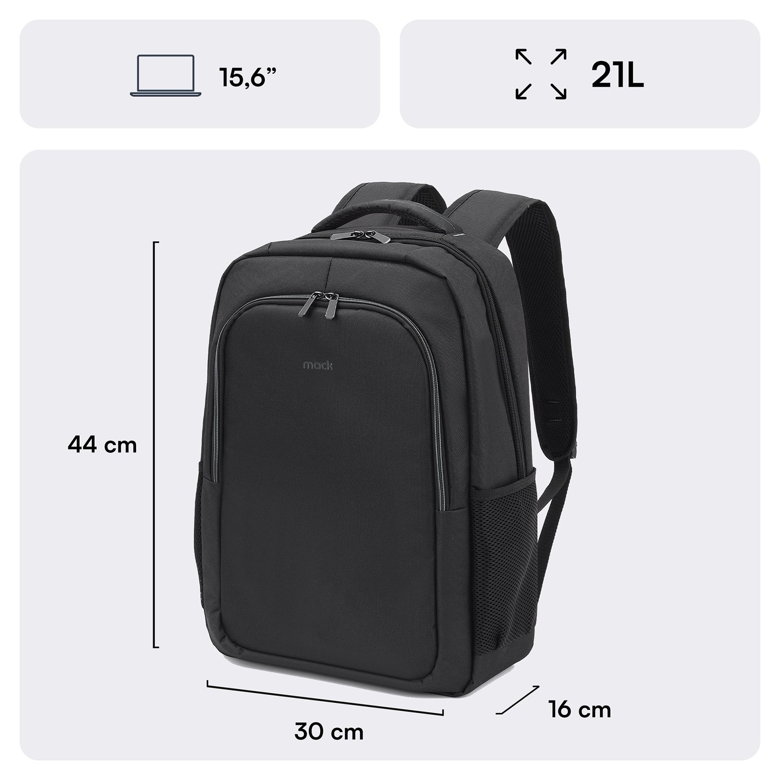 MACK MCC 505BG 15.6 Move Notebook Sirt Cantasi Siyah Gri 1