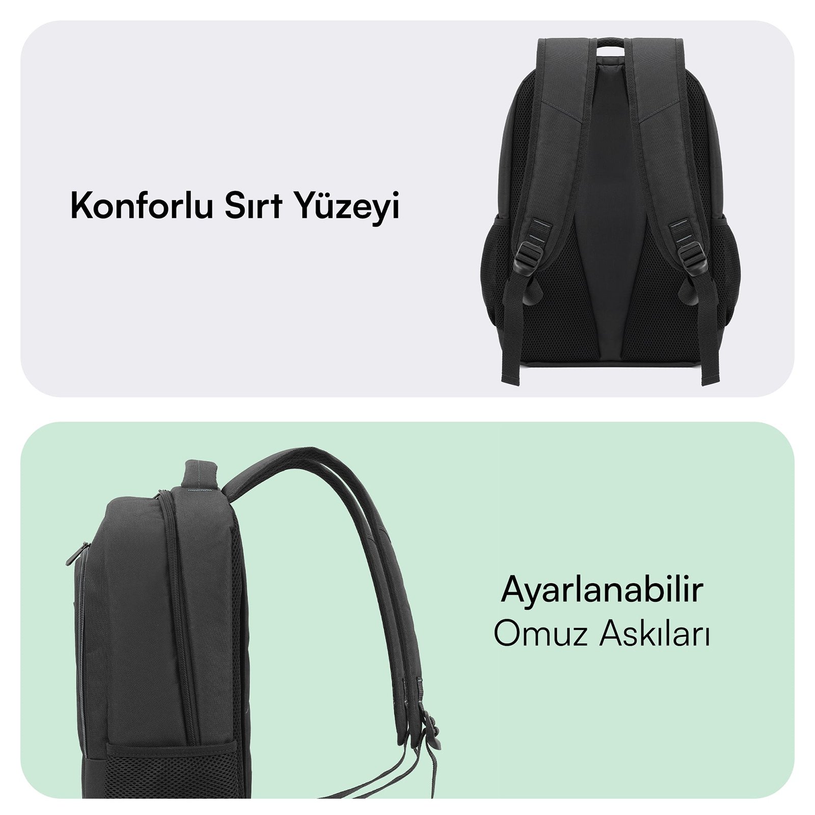 MACK MCC 505BG 15.6 Move Notebook Sirt Cantasi Siyah Gri 2