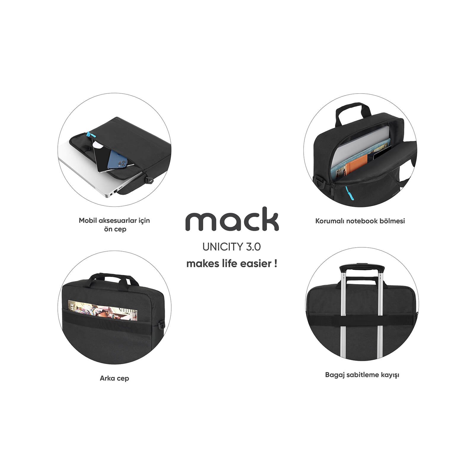 MACK MCC 603 15.6 UNICITY 3.0 Notebook Cantasi Siyah 8