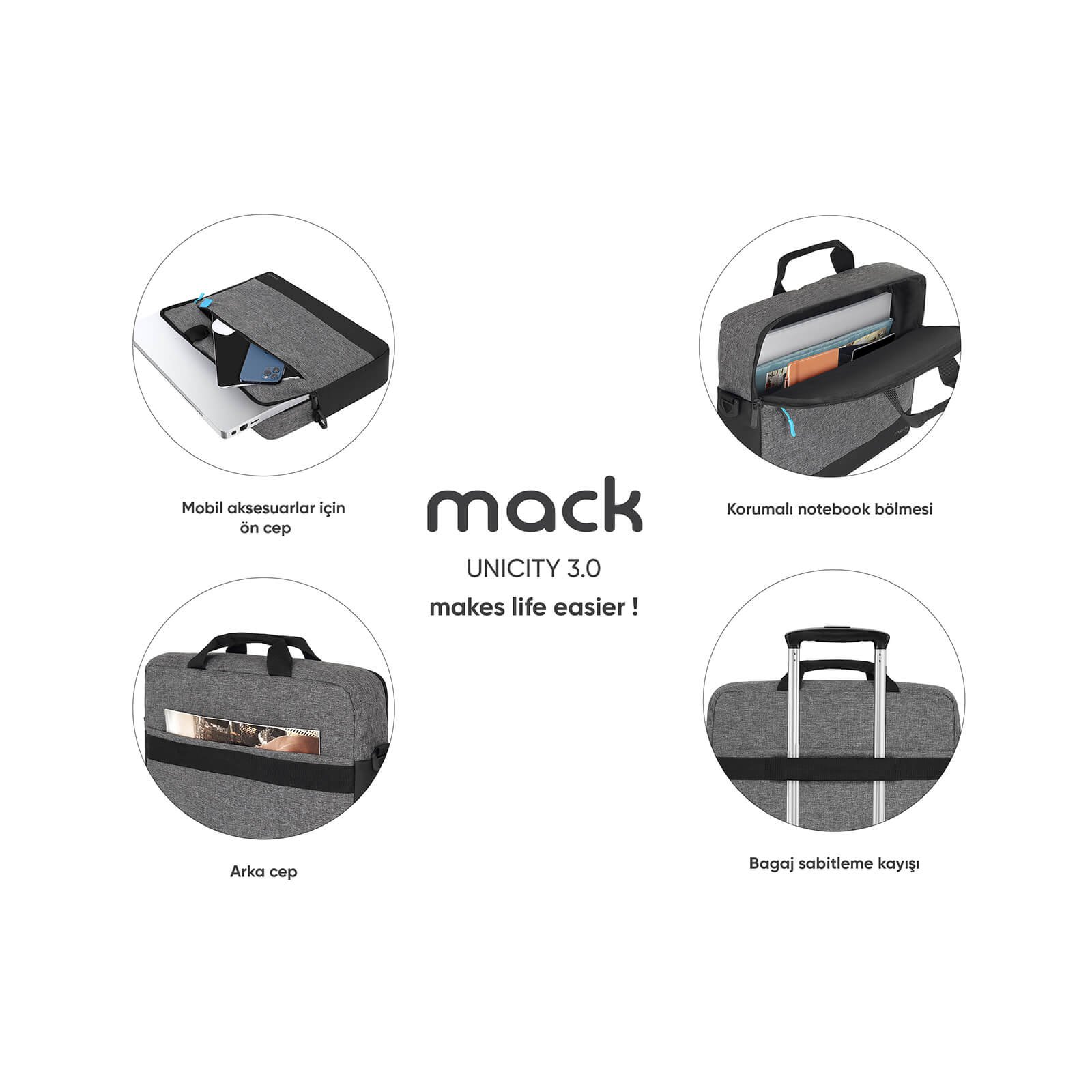 MACK MCC 604 15.6 UNICITY 3.0 Notebook Cantasi Gri 8