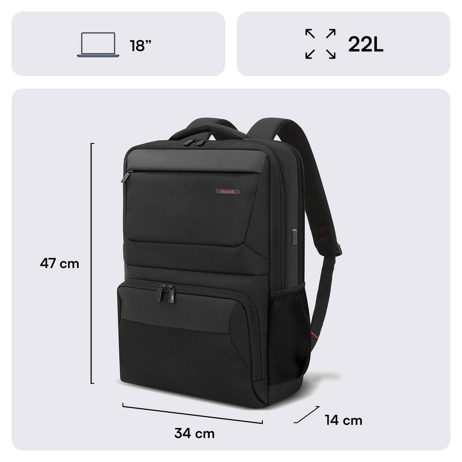 MACK MCC 807 18 Business X Notebook Sirt Cantasi Siyah 1