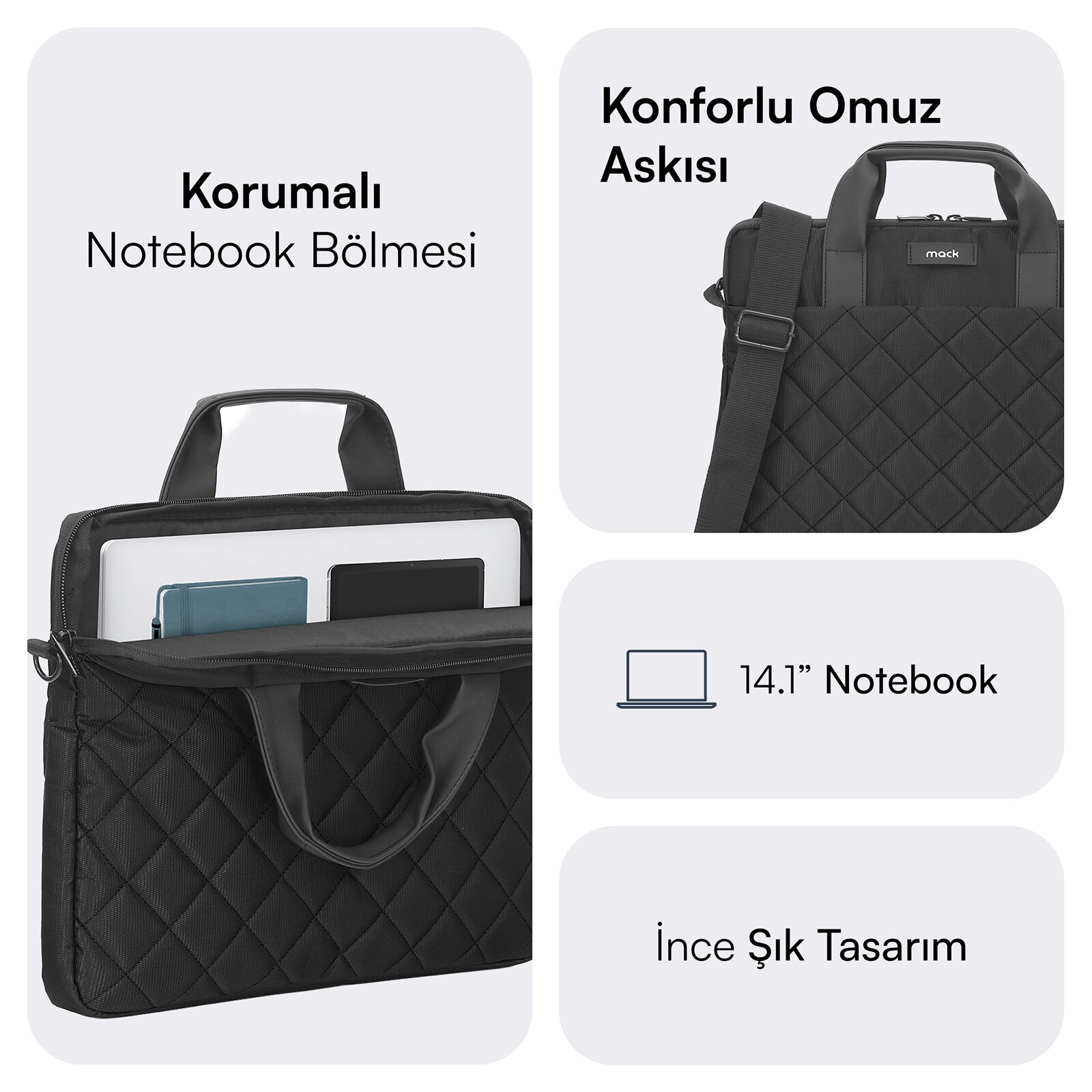 MACK MCC 901 14.1 iksy Notebook Cantasi Siyah 3