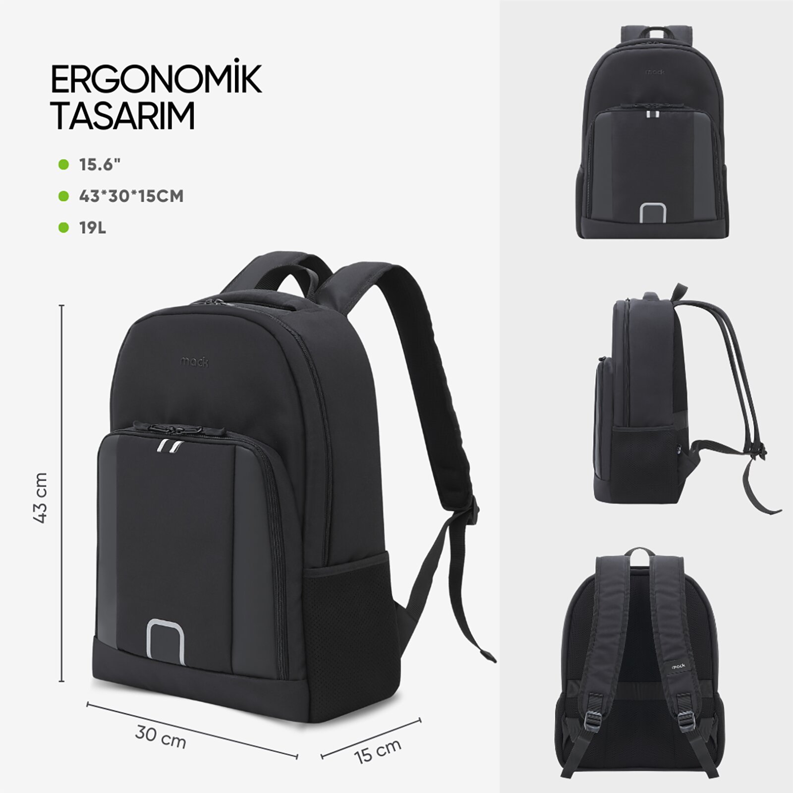 MACK MCE 1201 15.6 LUNA Eco Notebook Sirt Cantasi Siyah 1