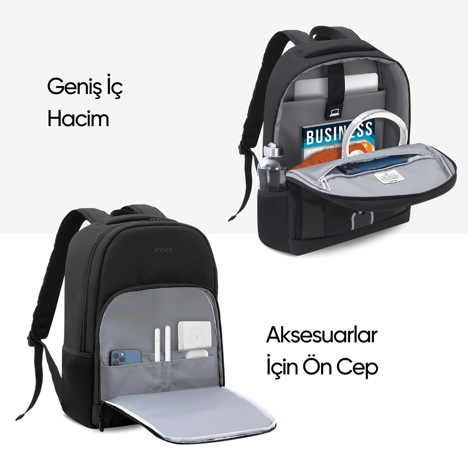 MACK MCE 1201 15.6 LUNA Eco Notebook Sirt Cantasi Siyah 3