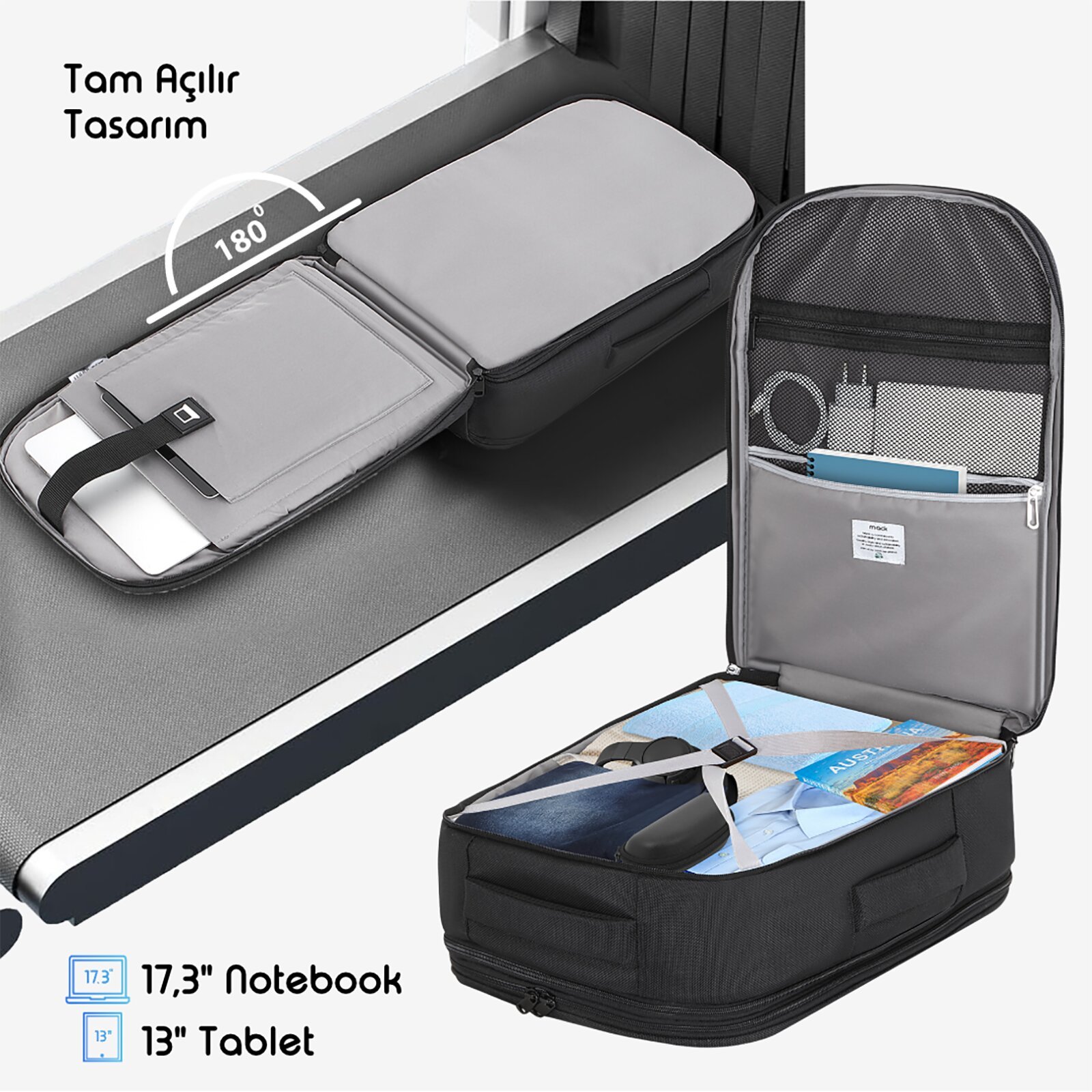 MACK MCE 1205 17.3 EXPLOR 28 Litre Eco Seyahat Sirt Cantasi Siyah 2