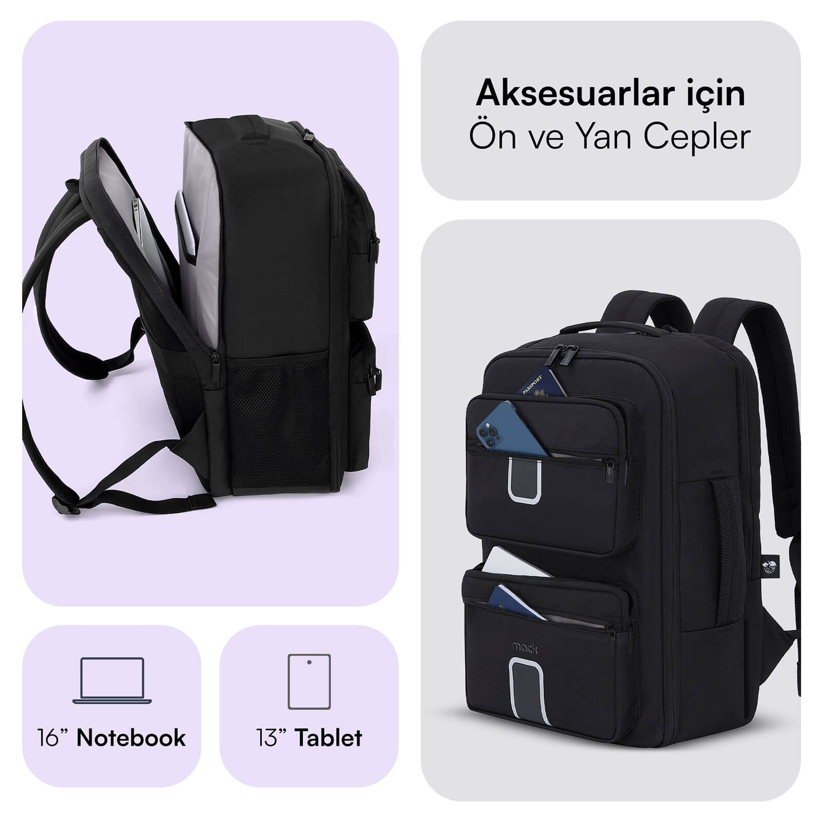 MACK MCE 1206 16 EXPLOR Lite 23 Litre Eco Seyahat Sirt Cantasi Siyah 3