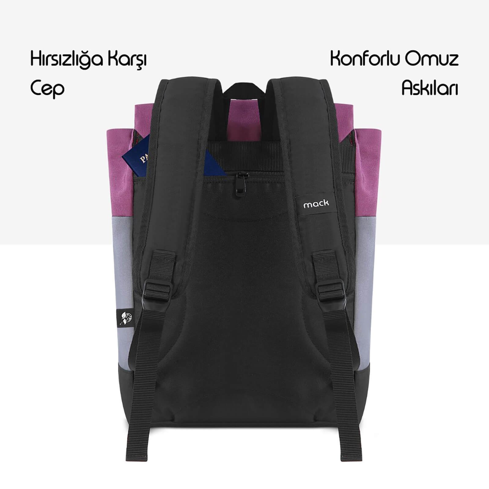 MACK MCE 1303 14.1 ZEN Eco Gunluk Sirt Cantasi Bordo Gri 5