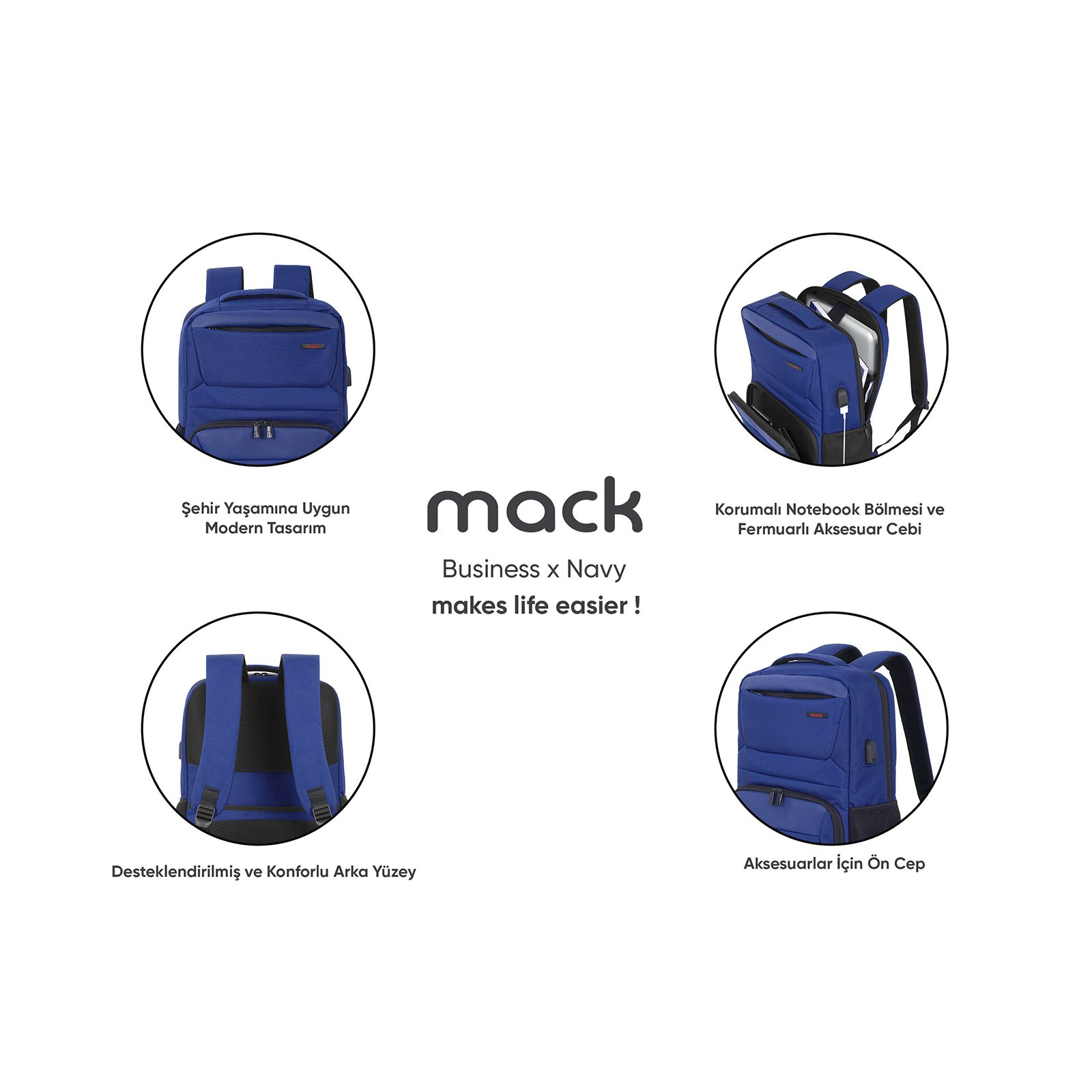 MACK MCC 806 15.6 Business X Notebook Sirt Cantasi Lacivert 7 3