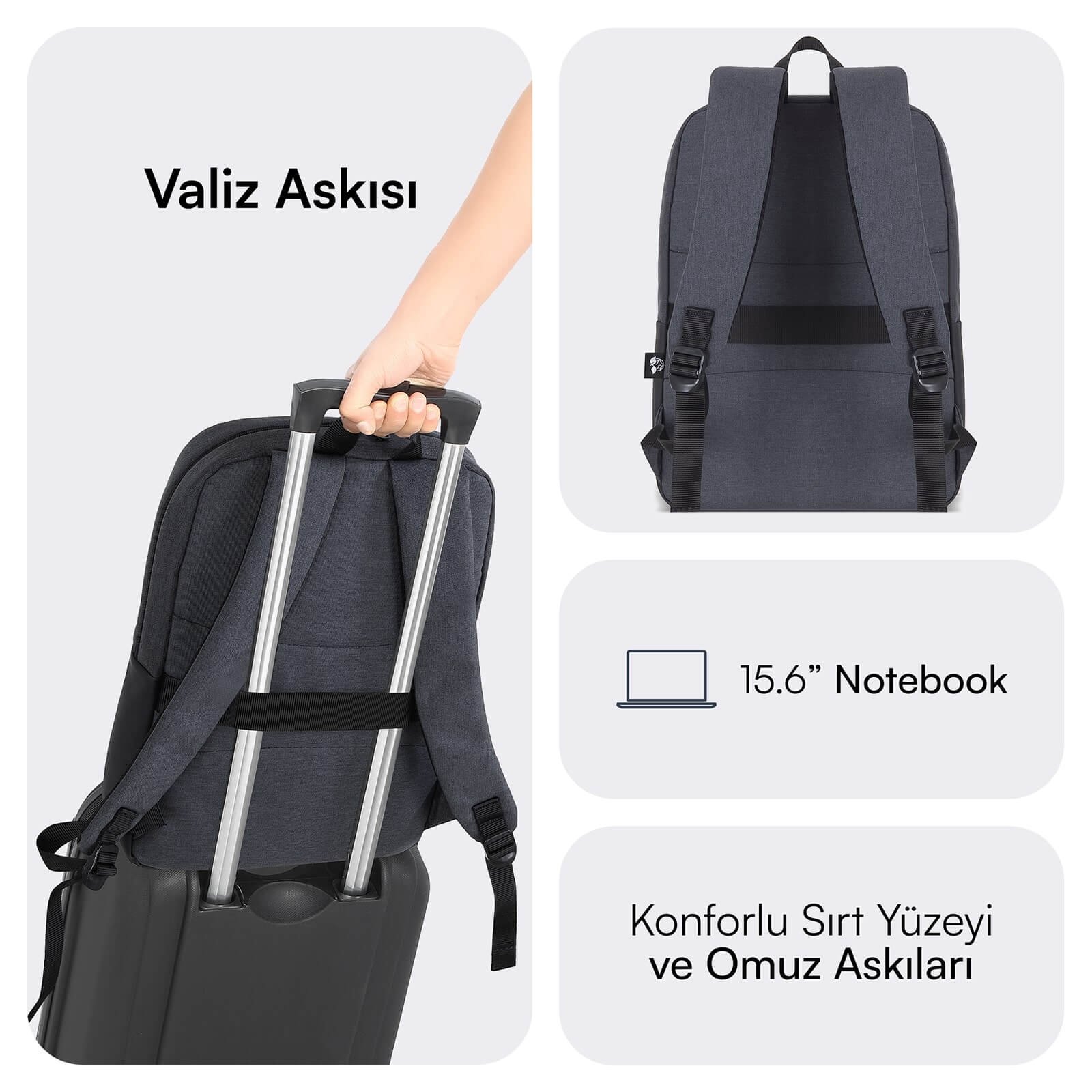 MACK MCE 1103 15.6 UNICITY Eco Notebook Sirt Cantasi Siyah 4