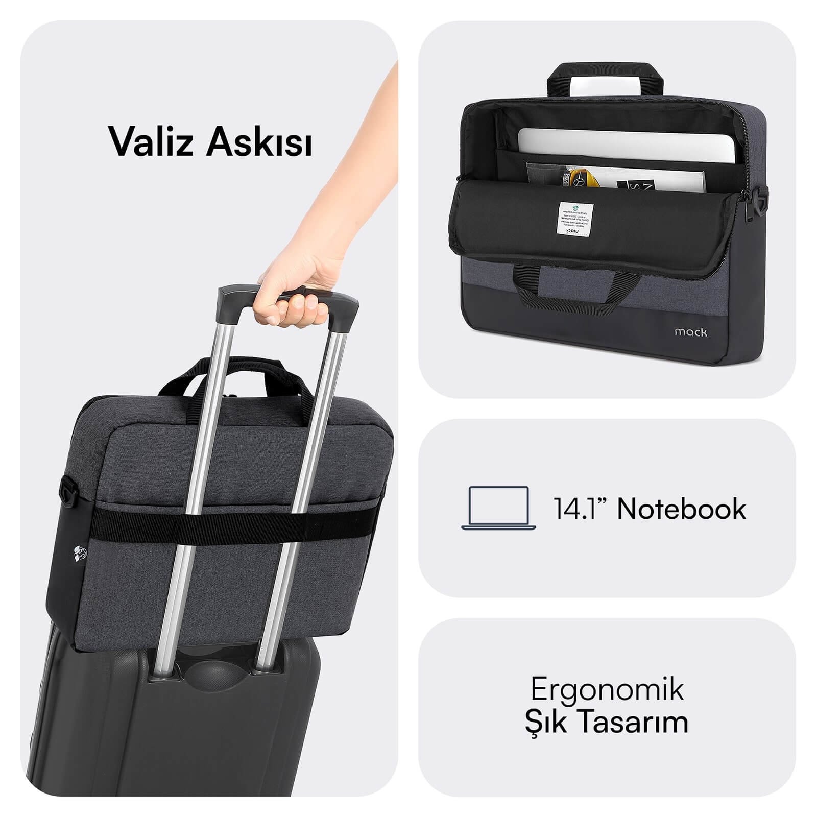 MACK MCE 1111 14.1 UNICITY Eco Notebook Cantasi Siyah 3