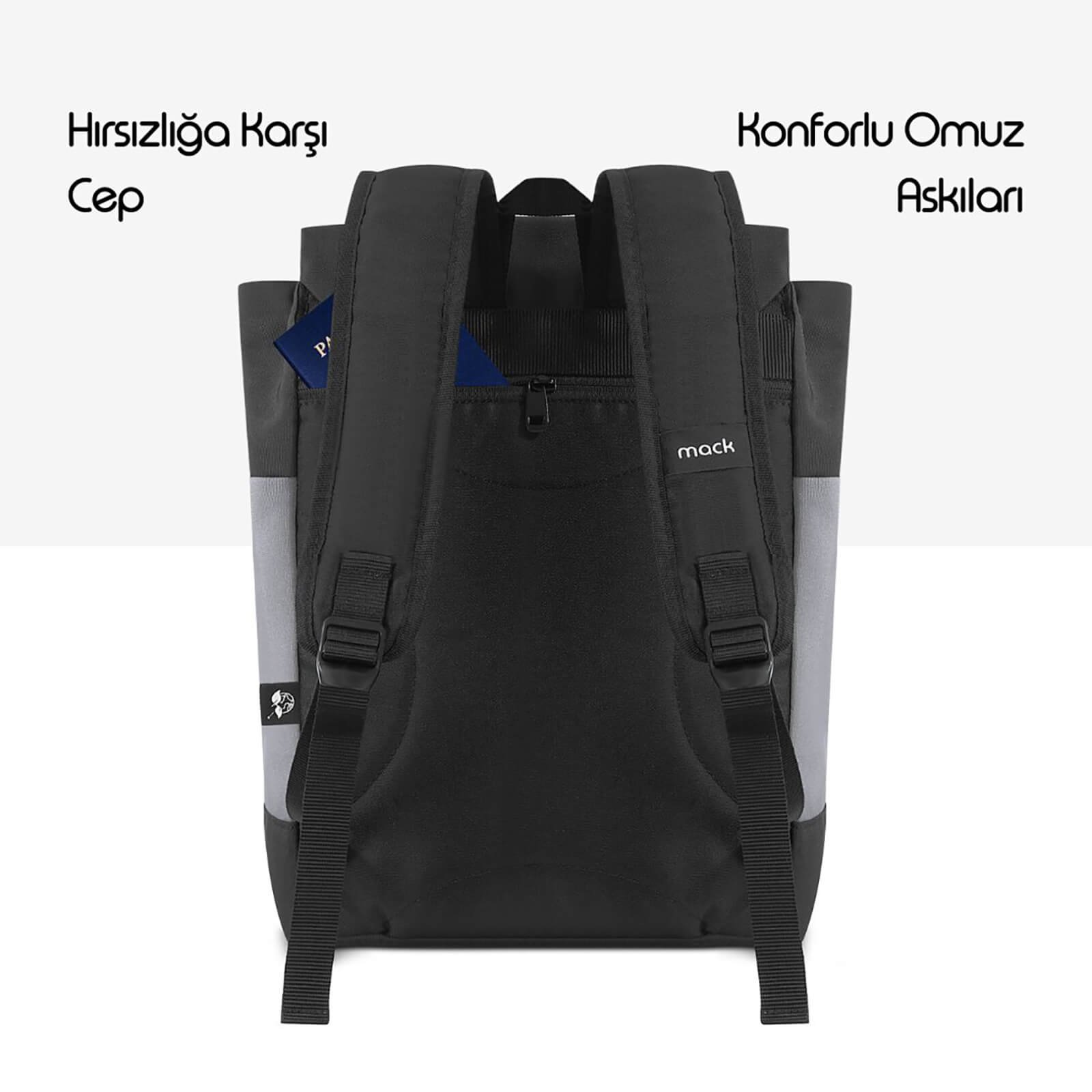 MACK MCE 1301 14.1 ZEN Eco Gunluk Sirt Cantasi Siyah Gri 5