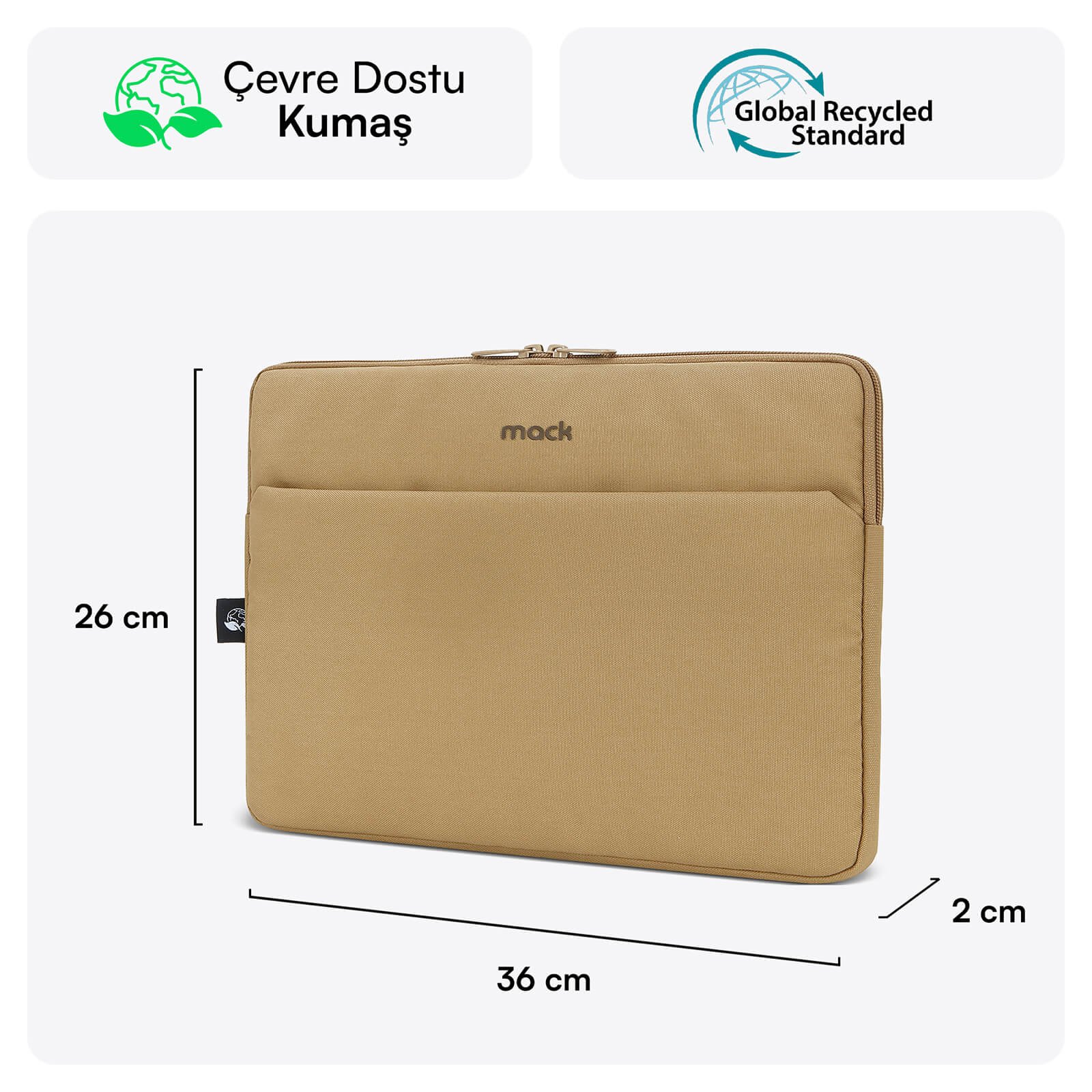 MACK MCE 1503 14.1 NOVA Eco Notebook Sleeve Camel 1 3