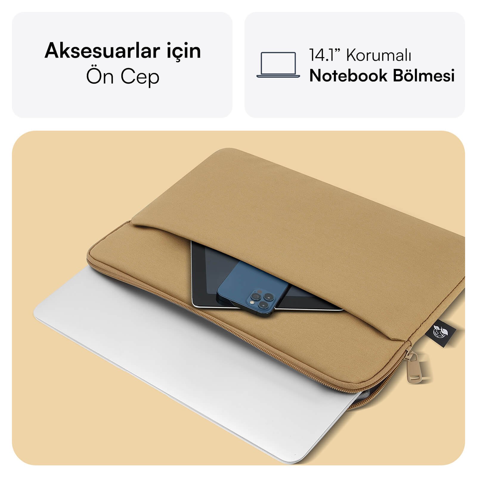 MACK MCE 1503 14.1 NOVA Eco Notebook Sleeve Camel 2 3