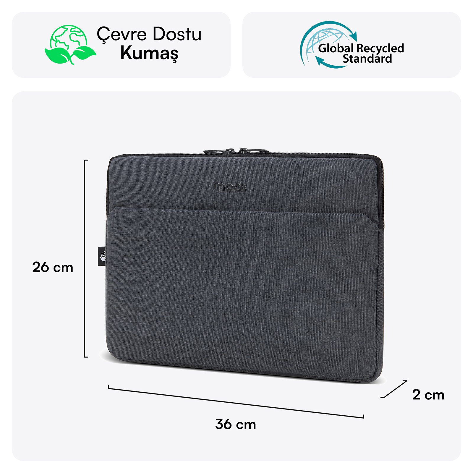 MACK MCE 1504 14.1 NOVA Eco Notebook Sleeve Antrasit 1