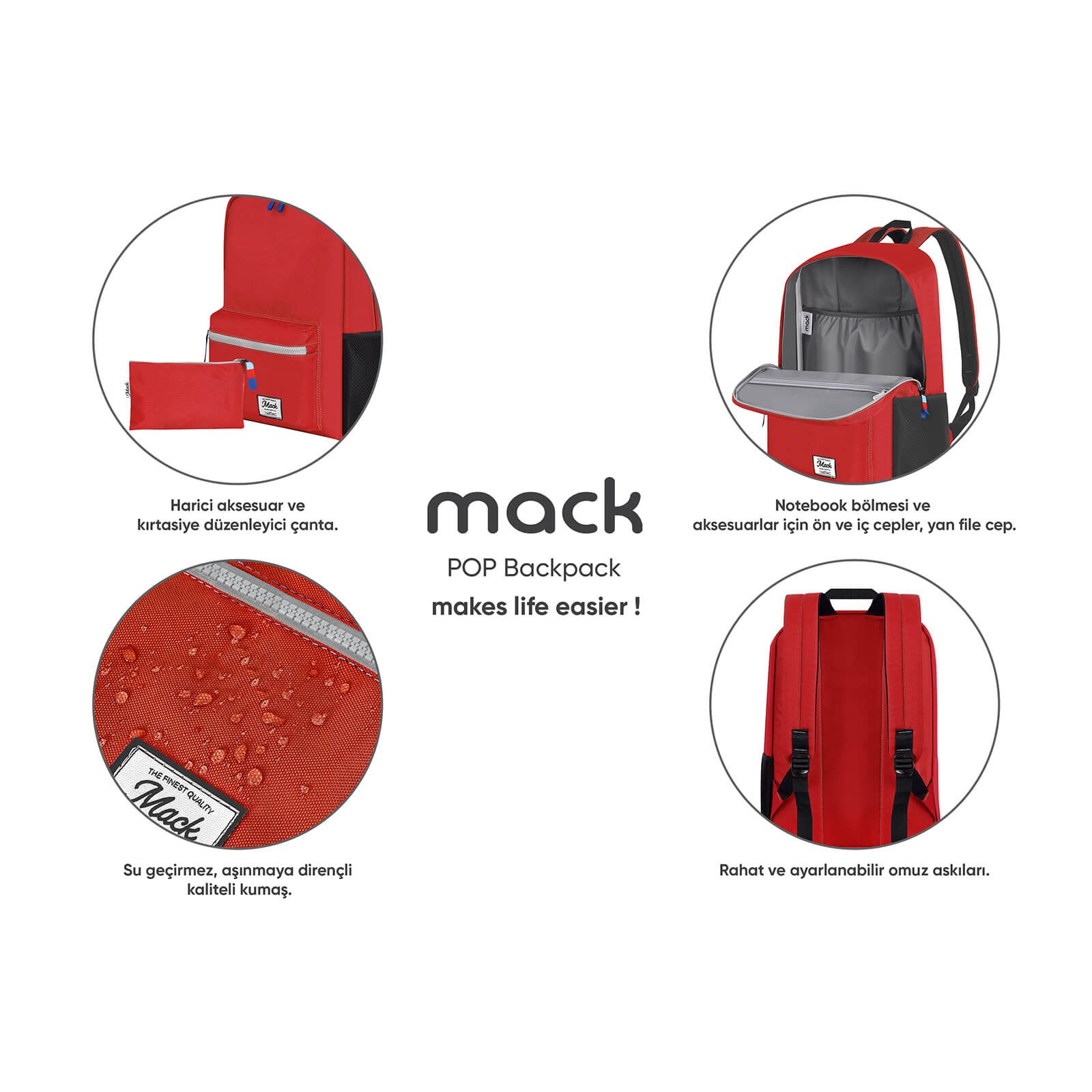MACK MCK 003 POP Sirt Cantasi Kirmizi 9 3