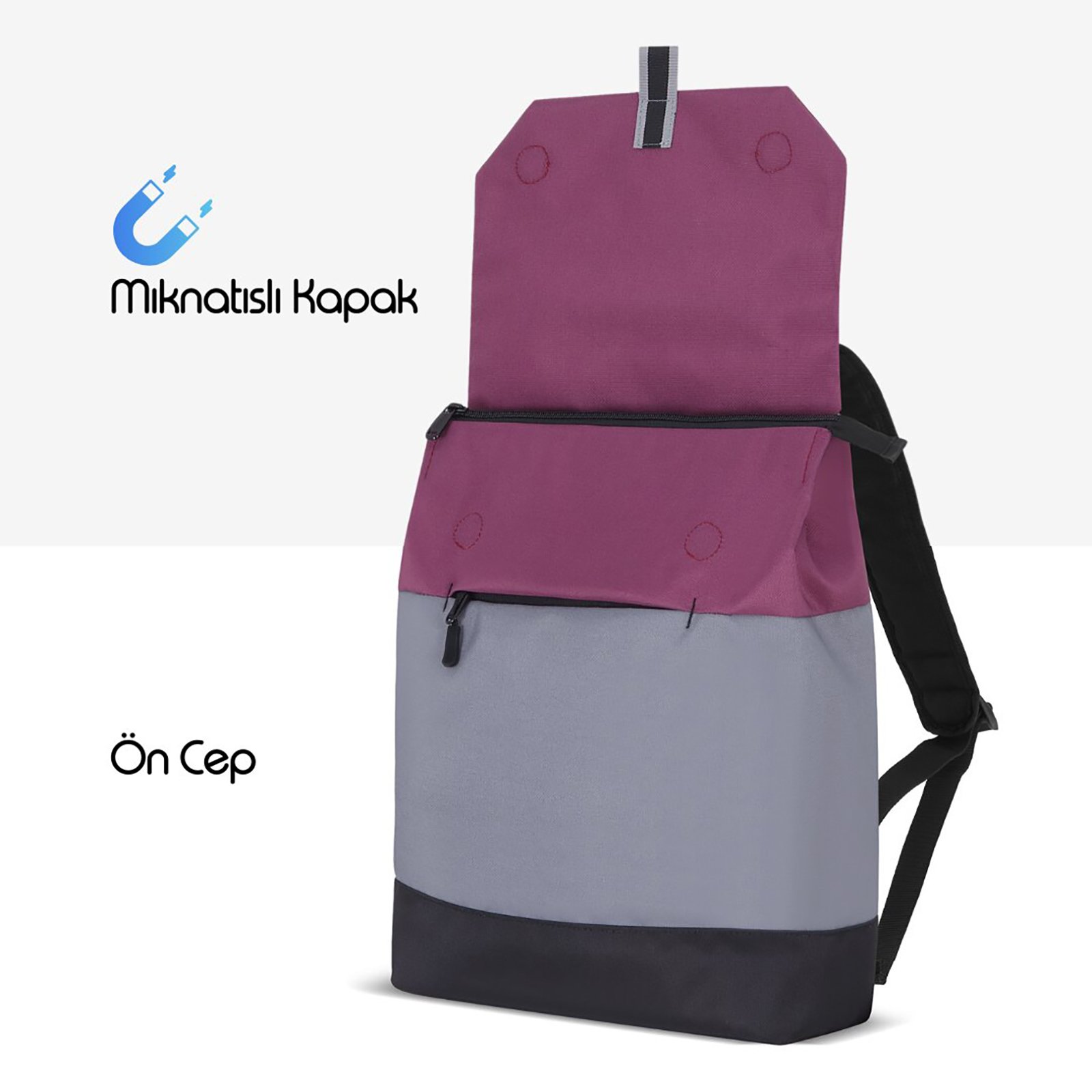 Amazon MCE-1303 ZEN Eco Bordo Gri Türkçe - 5 MACK MCE 1303 14.1 ZEN Eco Gunluk Sirt Cantasi Bordo Gri 4