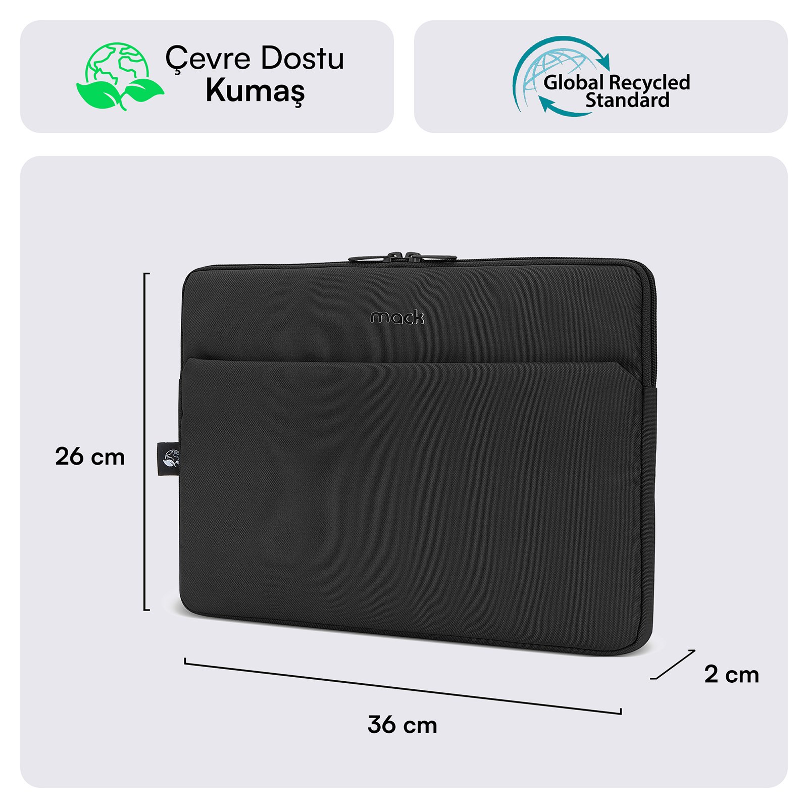 MACK MCE 1501 14.1 NOVA Eco Notebook Sleeve Siyah 1